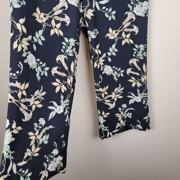Lands' End Size 14 Floral Black Wide Leg Ankle Pants - Picture 6 of 12